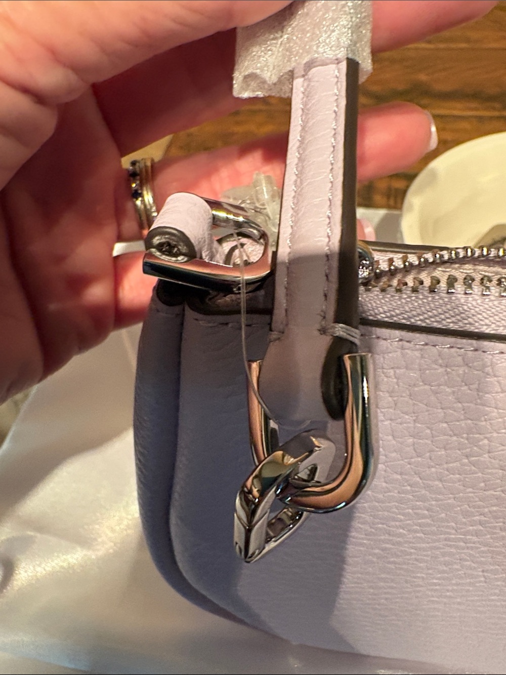 kate spade NWT Kayla Light Lilac Pebbled Leather Clutch or Crossbody MSRP $189 - Picture 8 of 11
